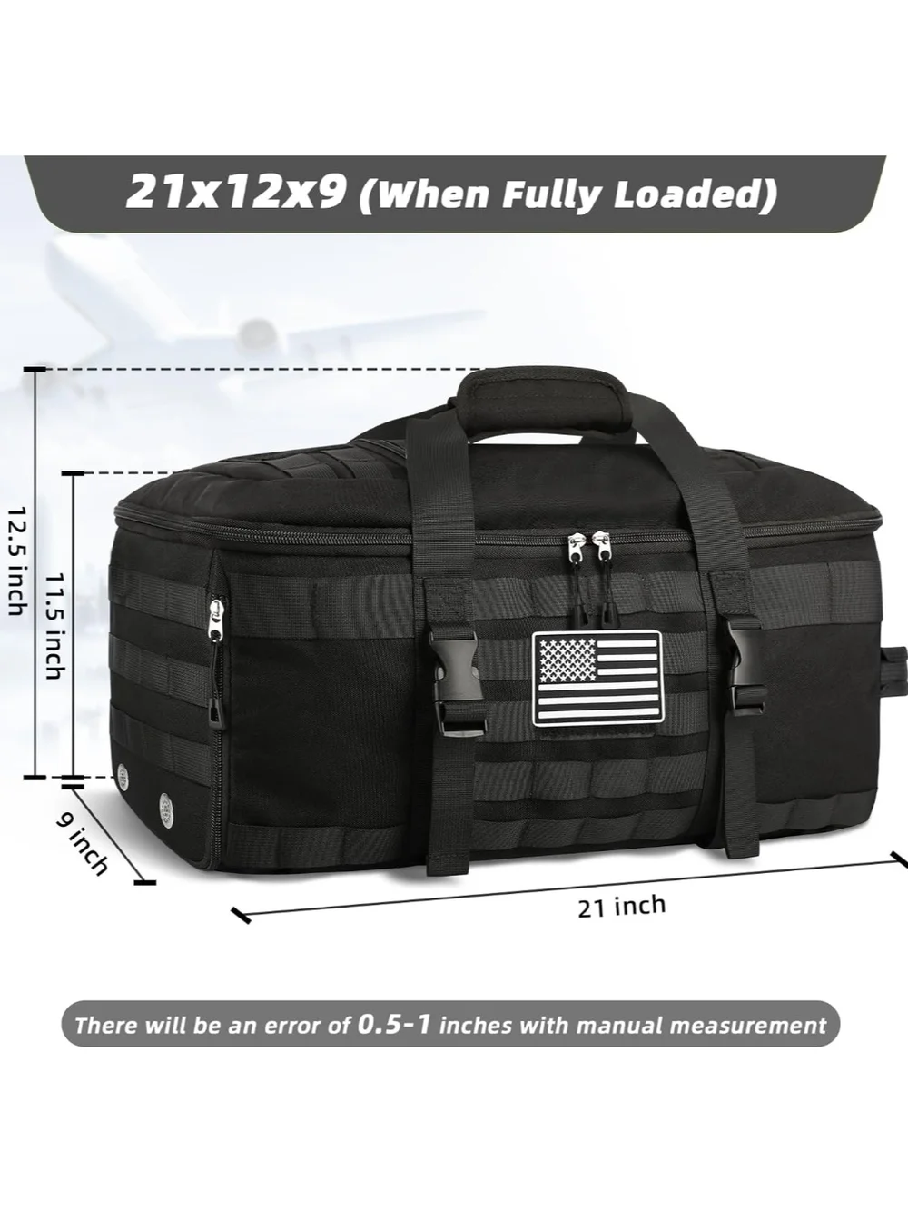 Tactical Black Travel Duffel & Backpack Set - Military Style